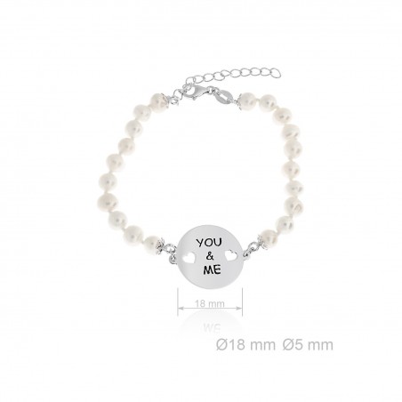Pulsera perla cadena Yo & me corazón