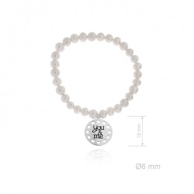 Pulsera Elástica Perlas You & me corazones
