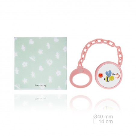 Porte-sucette en Argent avec clip en résine