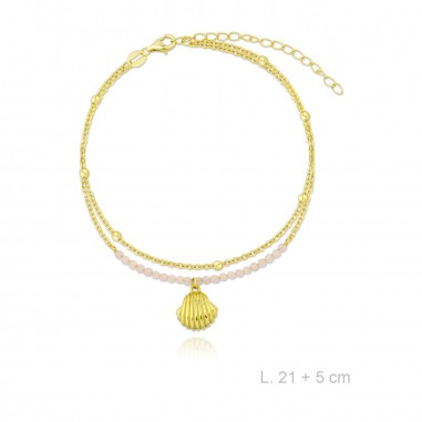 Tobillera de Plata de Ley en dorado con piedras de color 