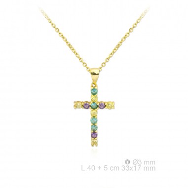 Colgante Cruz Circ Color Dorado