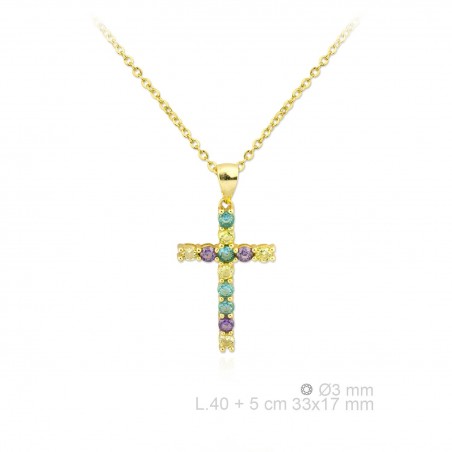 Colgante Cruz Circ Color Dorado